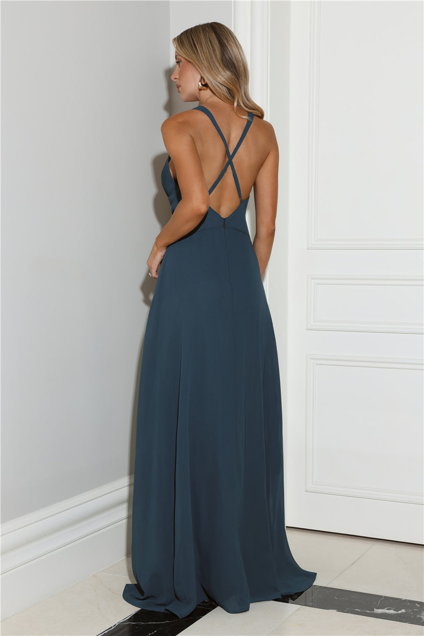 Crush Energy Halter Maxi Dress Deep Teal
