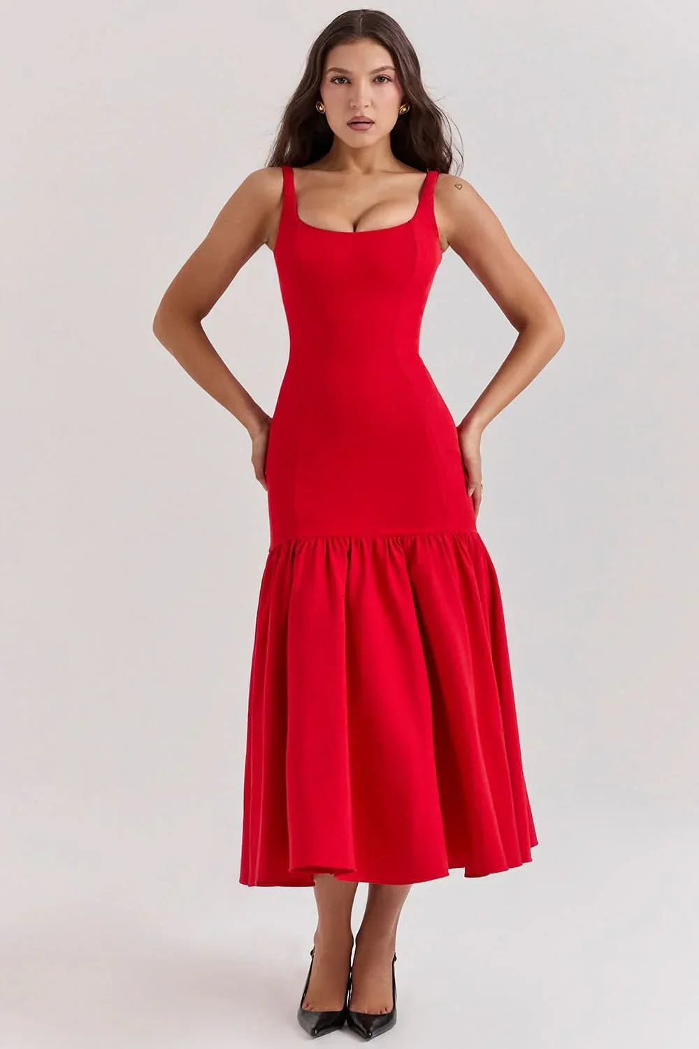 Isabella Ruffle Midi Dress