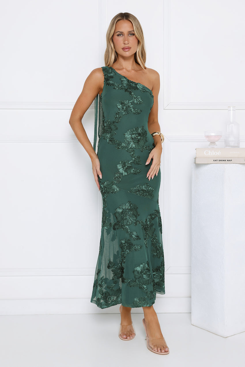 Tender Muse One Shoulder Maxi Dress Teal