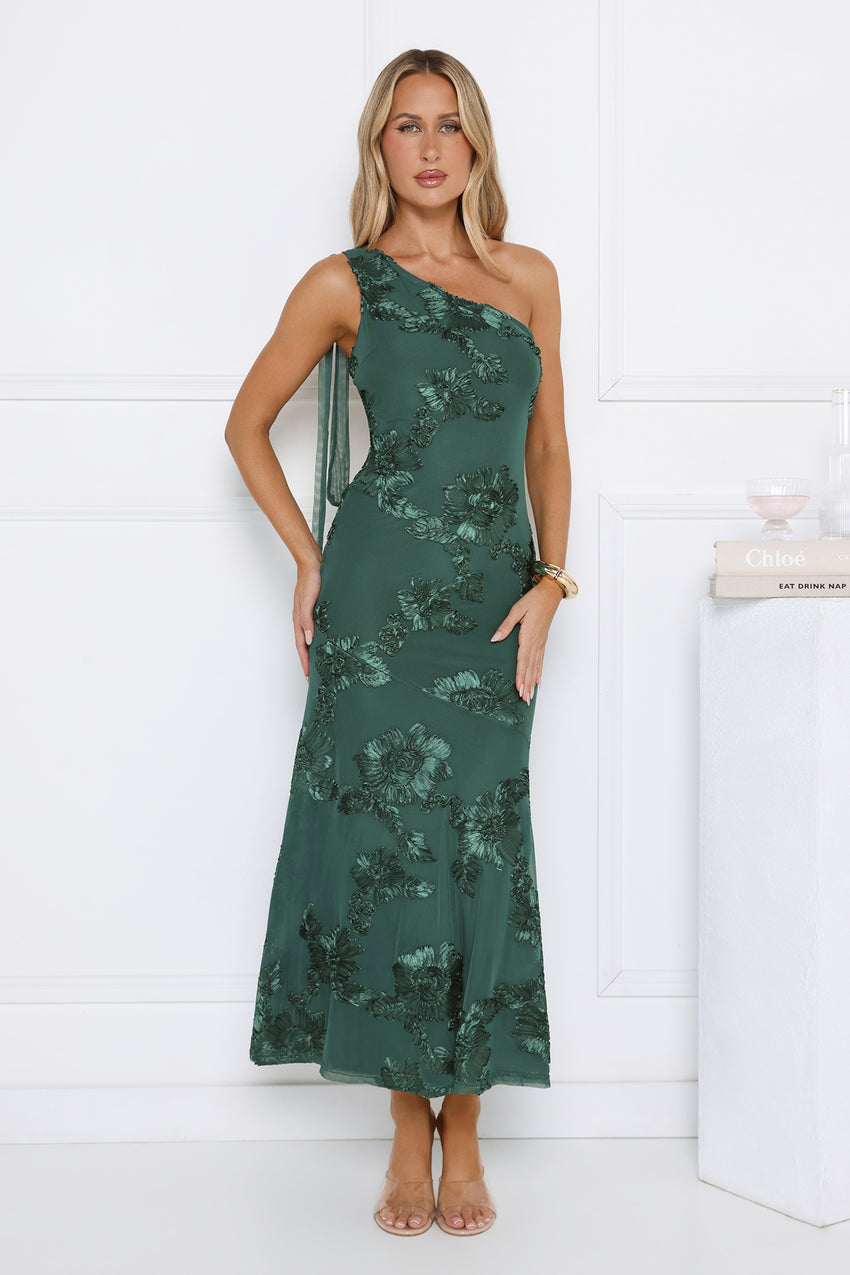 Tender Muse One Shoulder Maxi Dress Teal