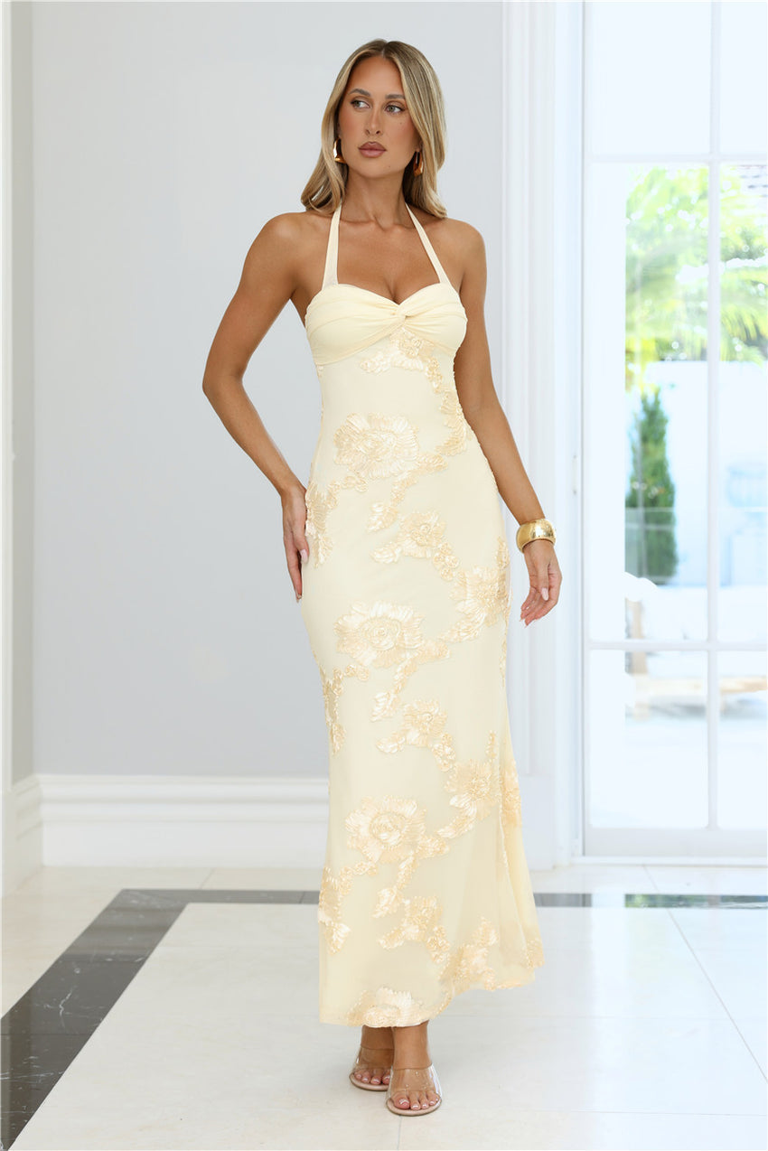 Love Muse Halter Maxi Dress Yellow