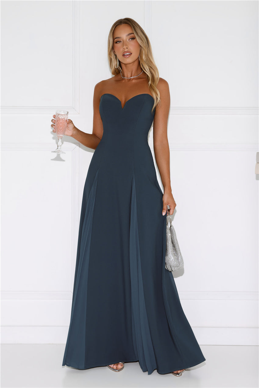 Mademoiselle Strapless Maxi Dress Teal
