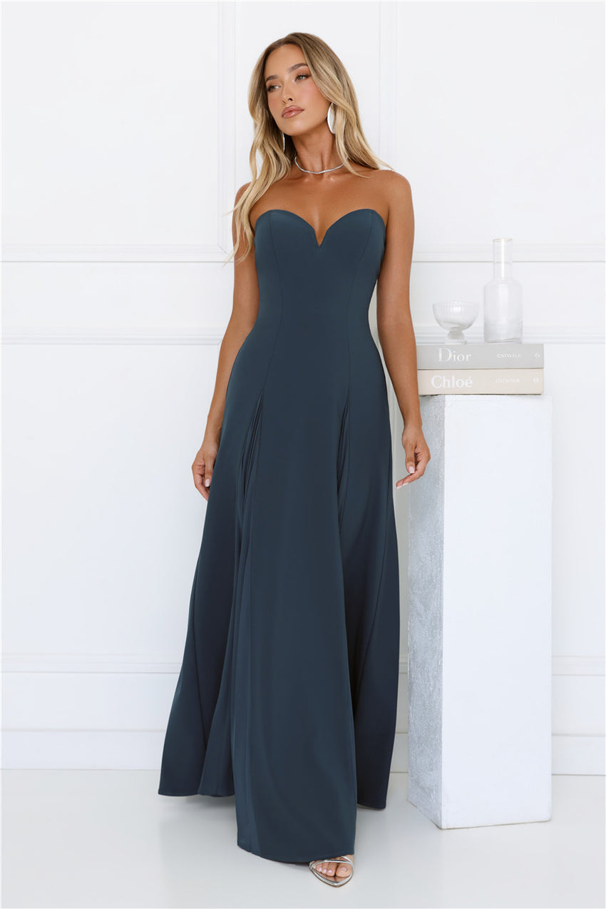 Mademoiselle Strapless Maxi Dress Teal
