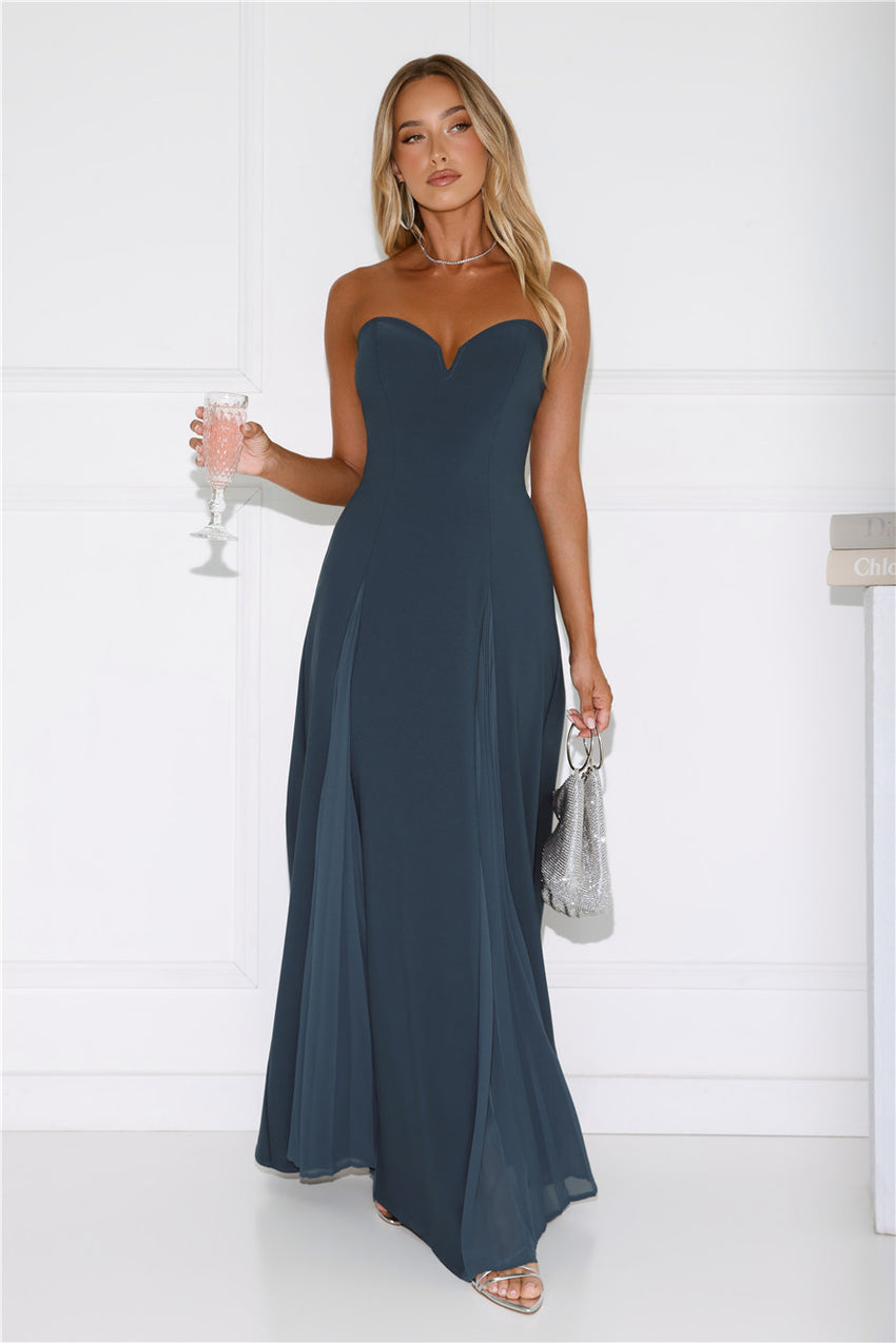 Mademoiselle Strapless Maxi Dress Teal
