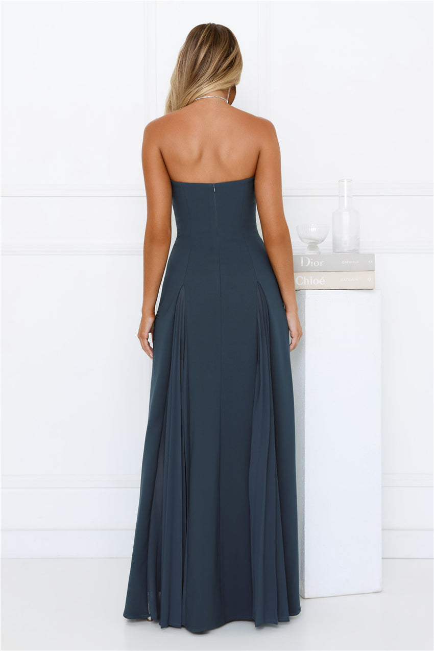 Mademoiselle Strapless Maxi Dress Teal