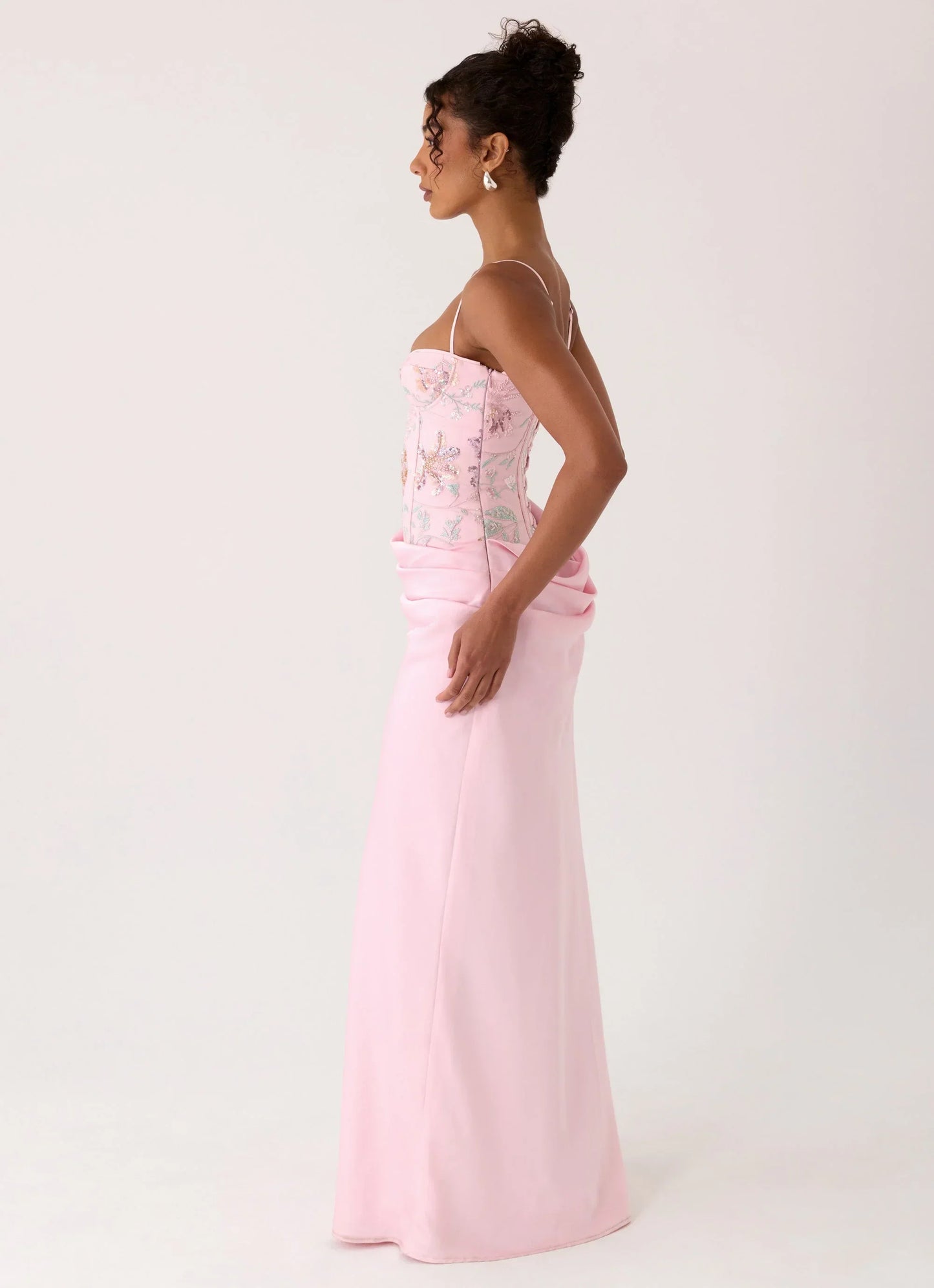 Euphoric Beaded Maxi Dress Pink