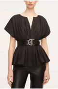 Dominique Pleated Peplum Top