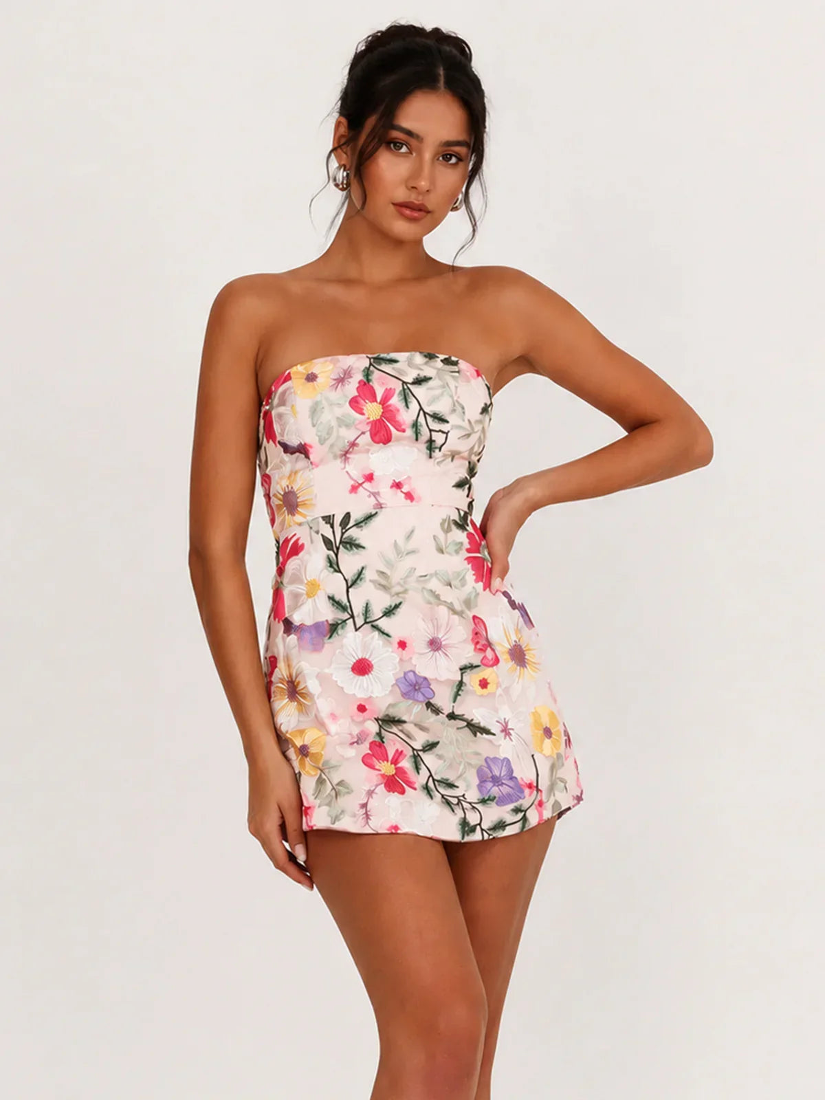 Entered The Chat Strapless Mini Dress Multi