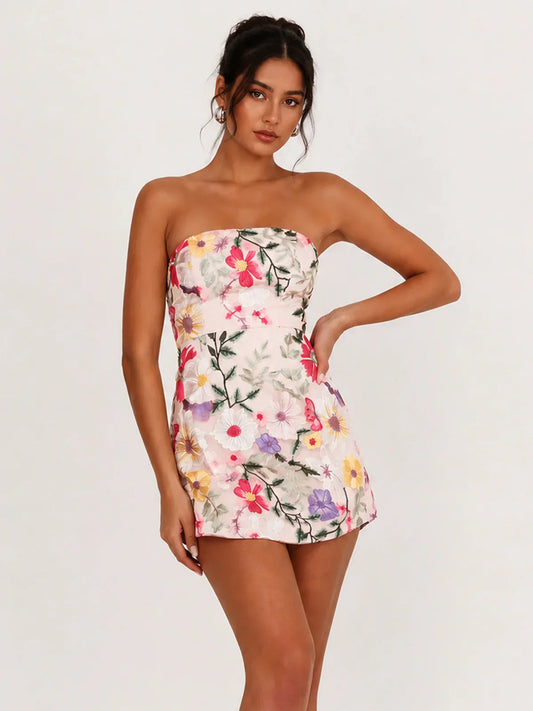 Entered The Chat Strapless Mini Dress Multi