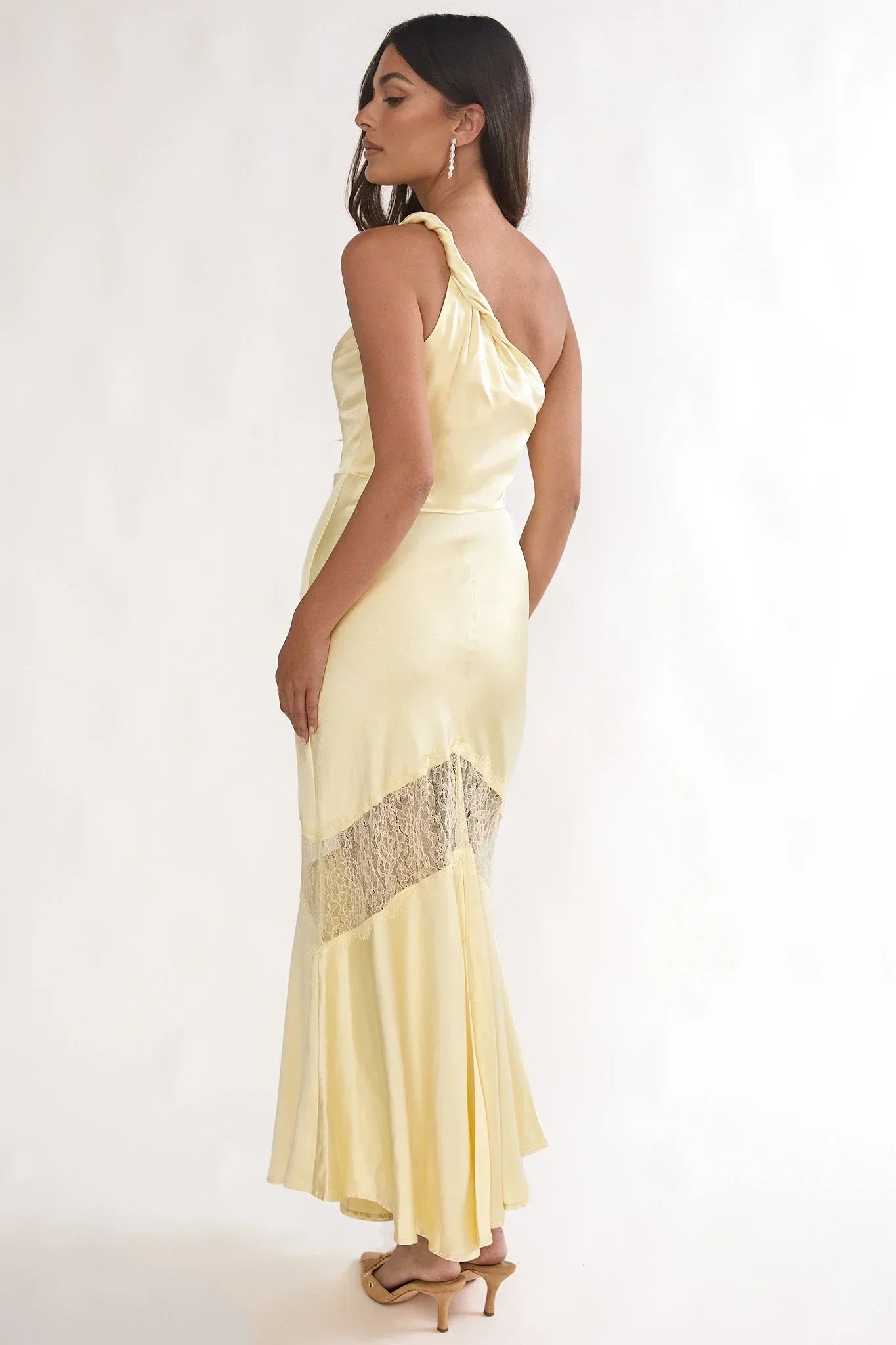 Avielle Lace One Shoulder Maxi Dress Butter