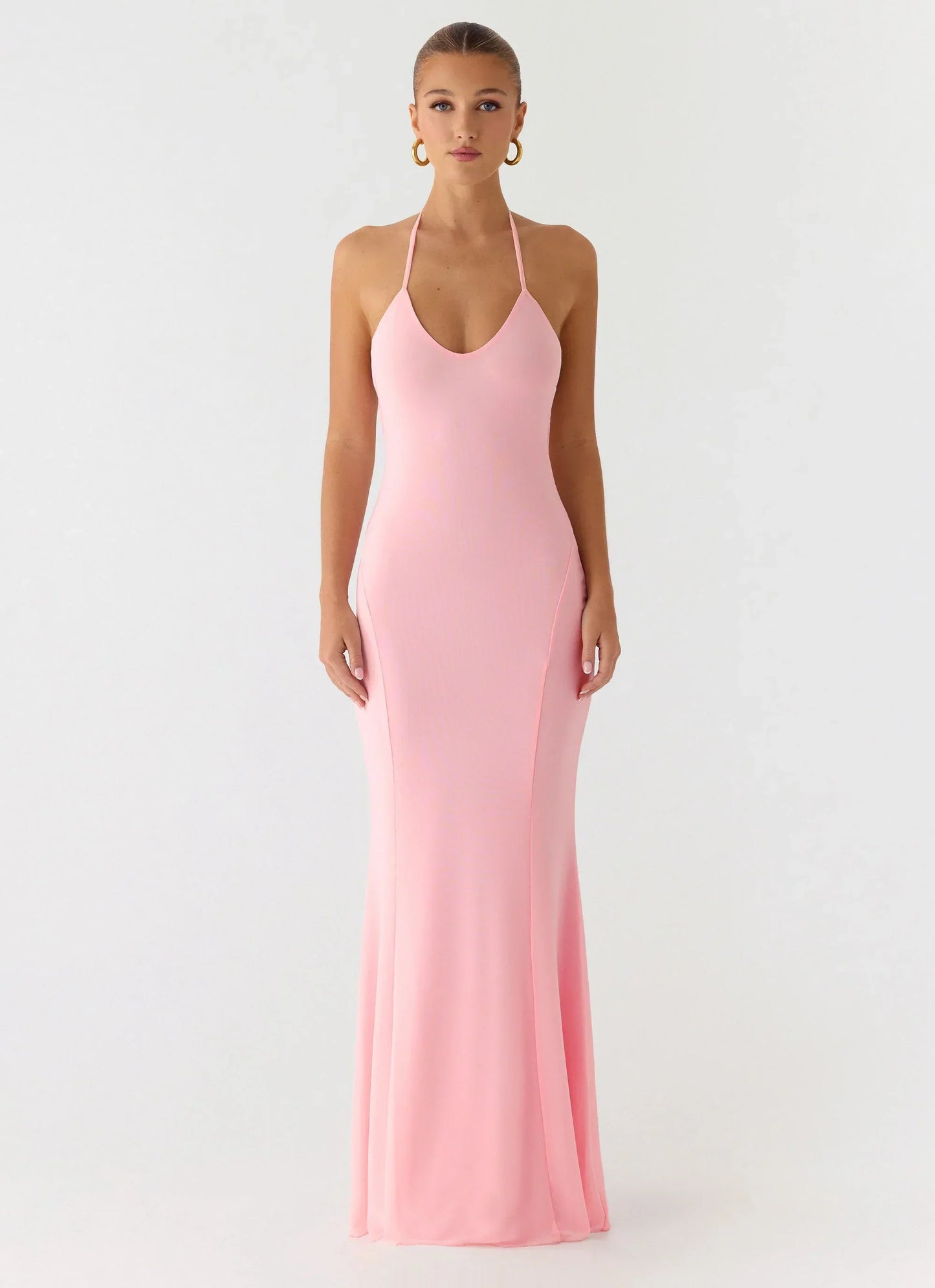 Jolin Halter Maxi Dress - Baby Pink