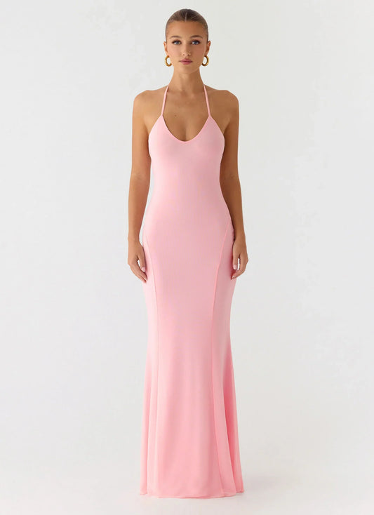 Jolin Halter Maxi Dress - Baby Pink