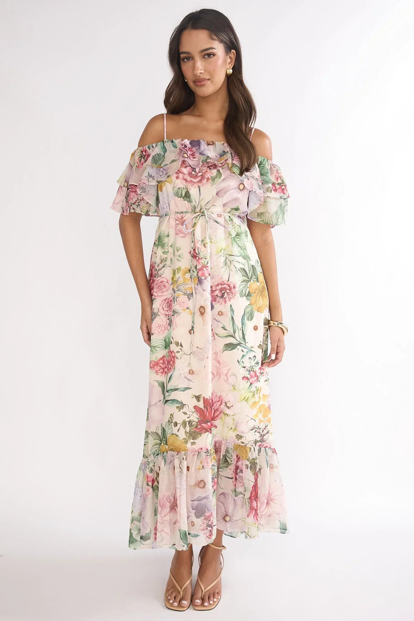 Ivelle Ruffle Maxi Dress Floral