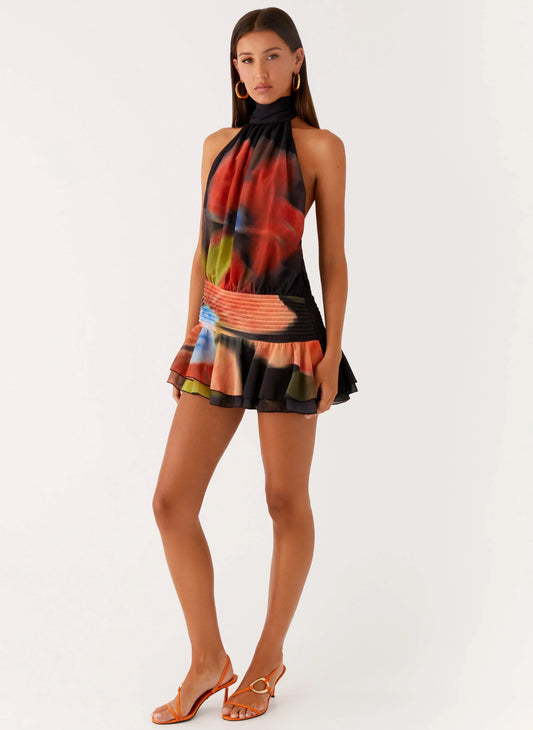 Willow Chiffon Mini Dress - Moody Floral