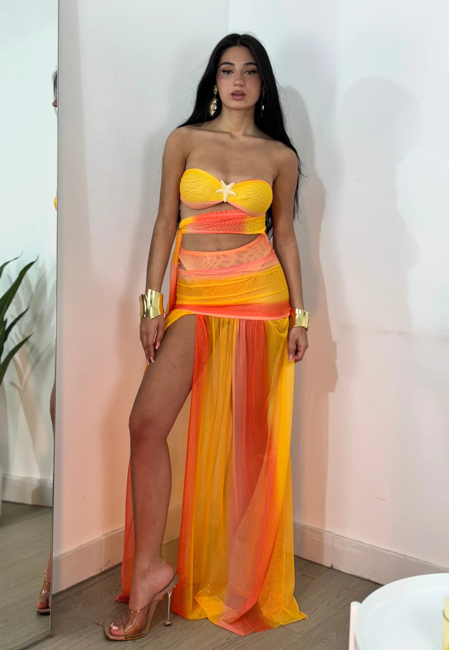 Talia Mesh Set Maxi Dress