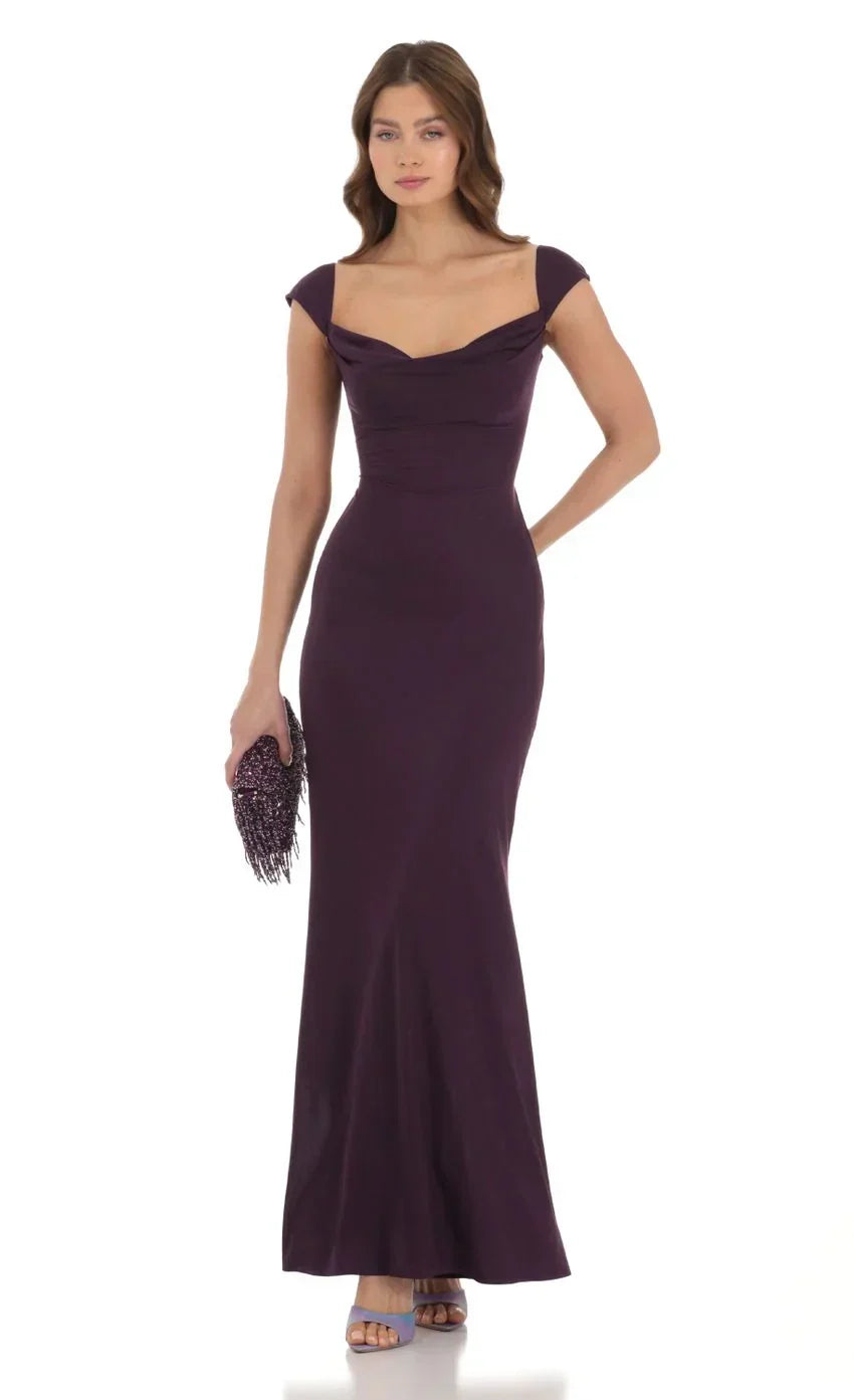 Strappy Cowl Neck Maxi Dress in Red