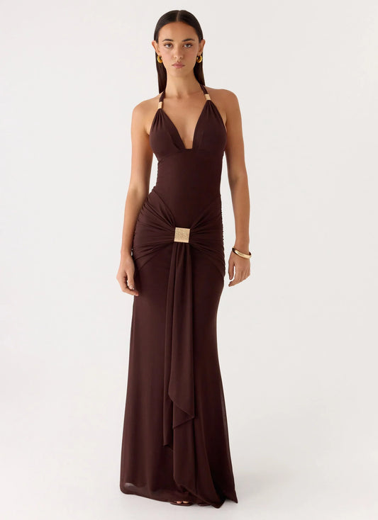 Miyah Hardware Maxi Dress Chocolate