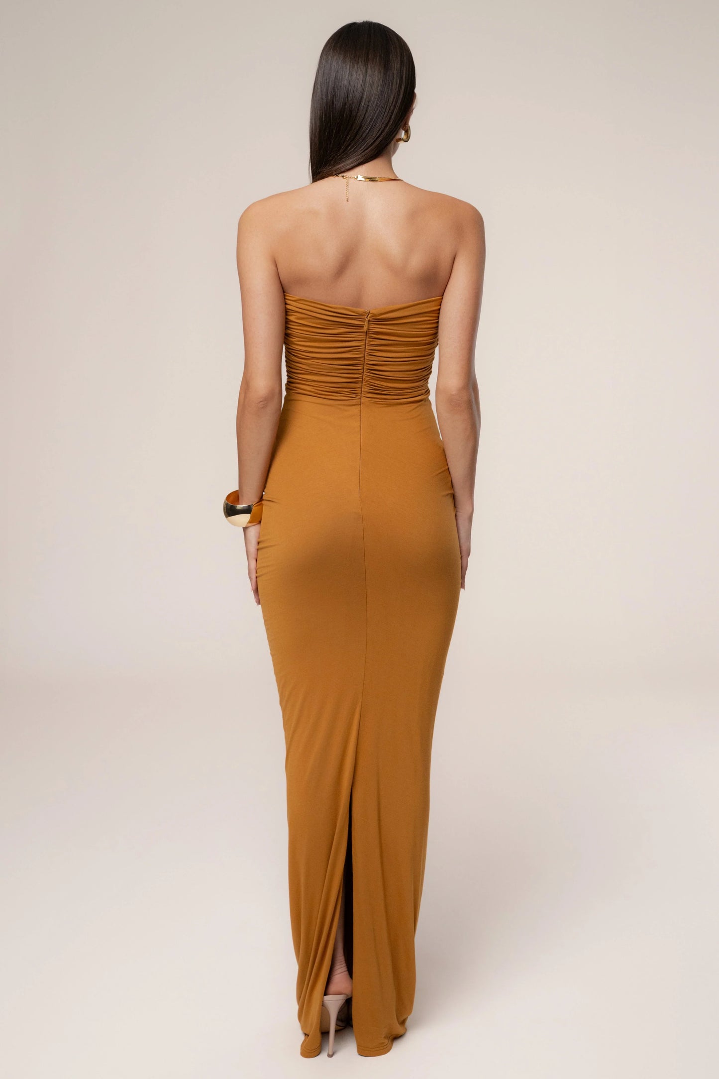 Brown Atlantis Drape Maxi Dress