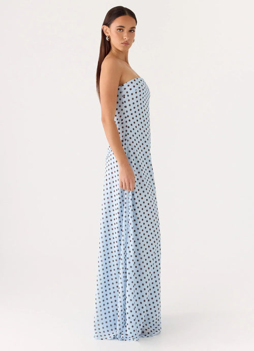 Chaniva Maxi Dress - Blue Mocha Dot