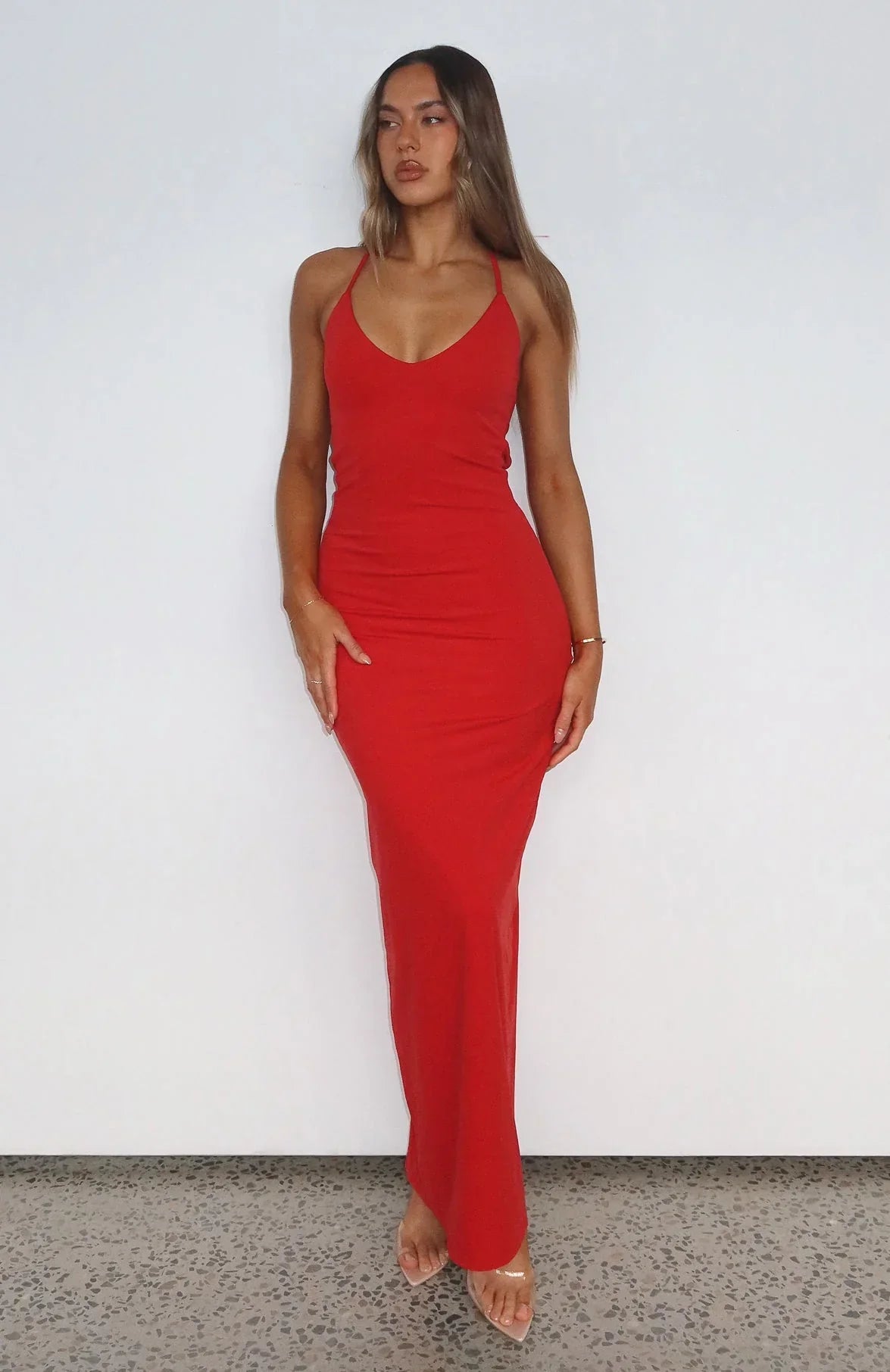 Crimson Flame Maxi Dress