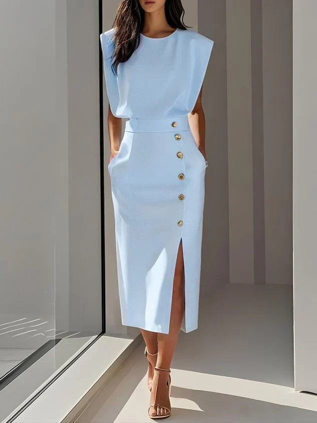 Lisandra Button Midi Dress