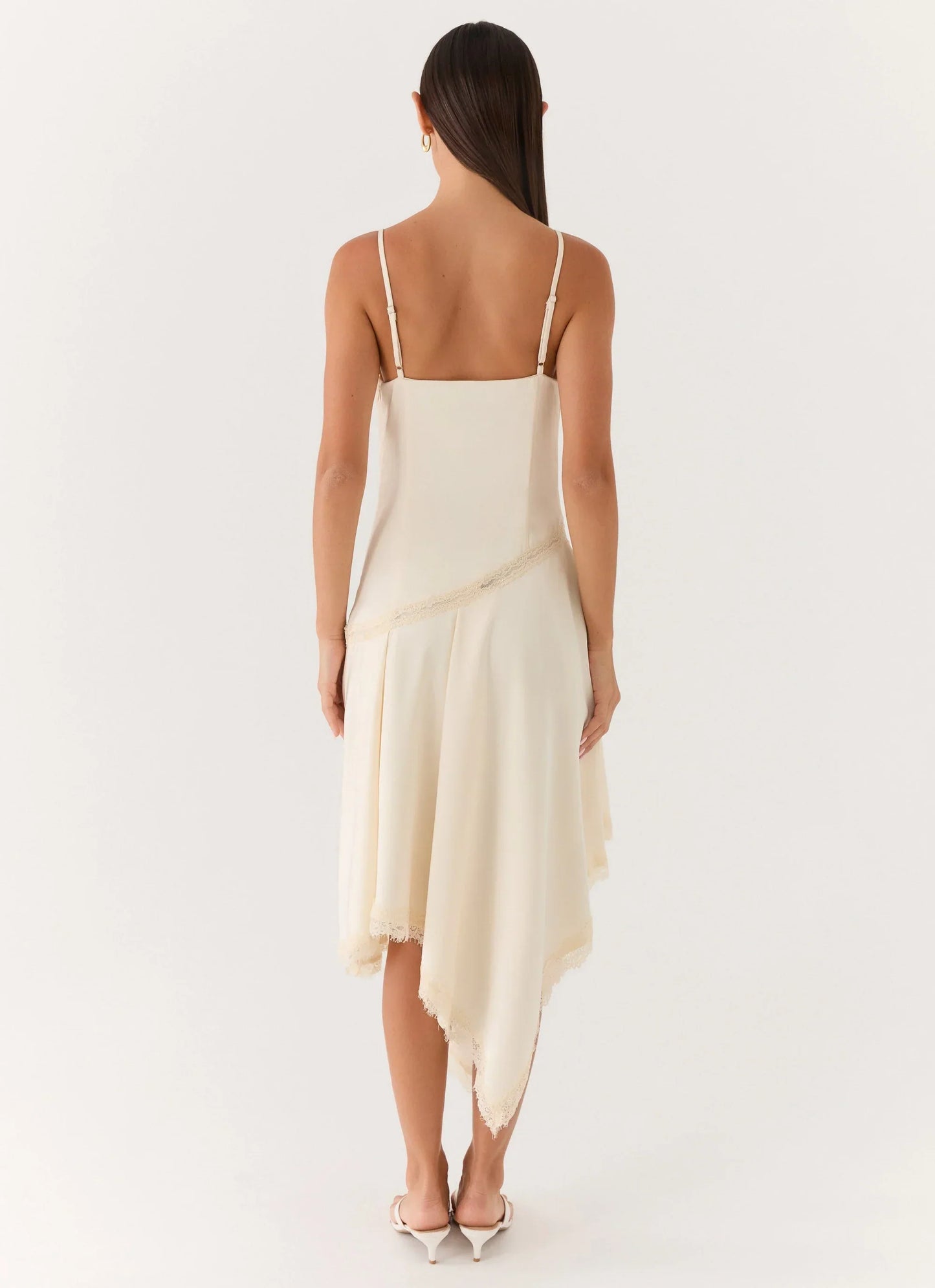 Cleosa Asymmetrical Midi Dress White