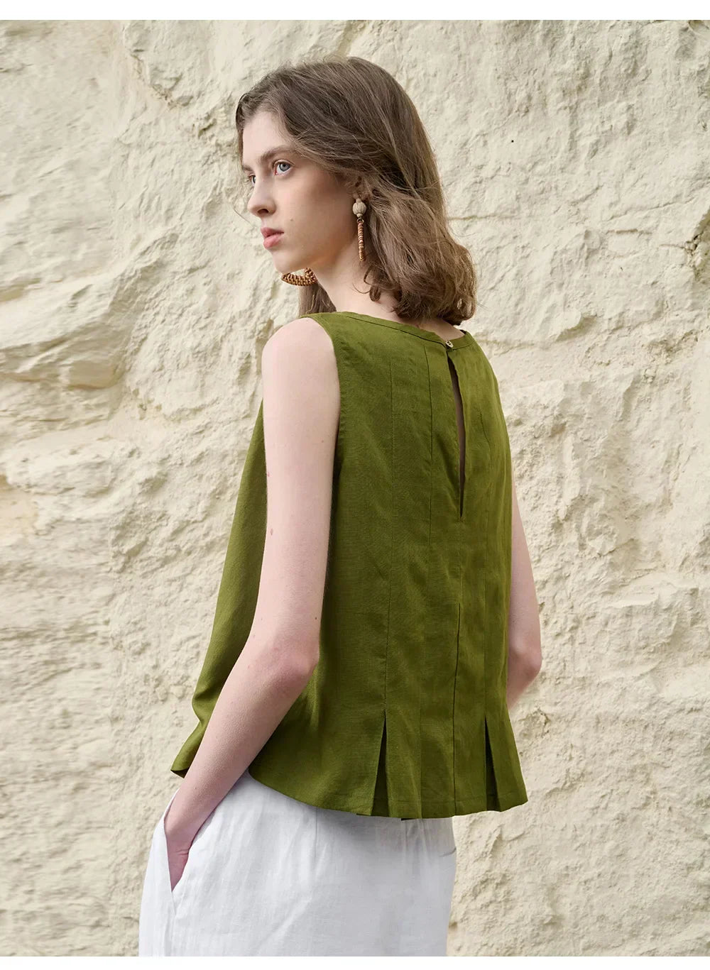 Duttini | Pleated Hem Linen Top