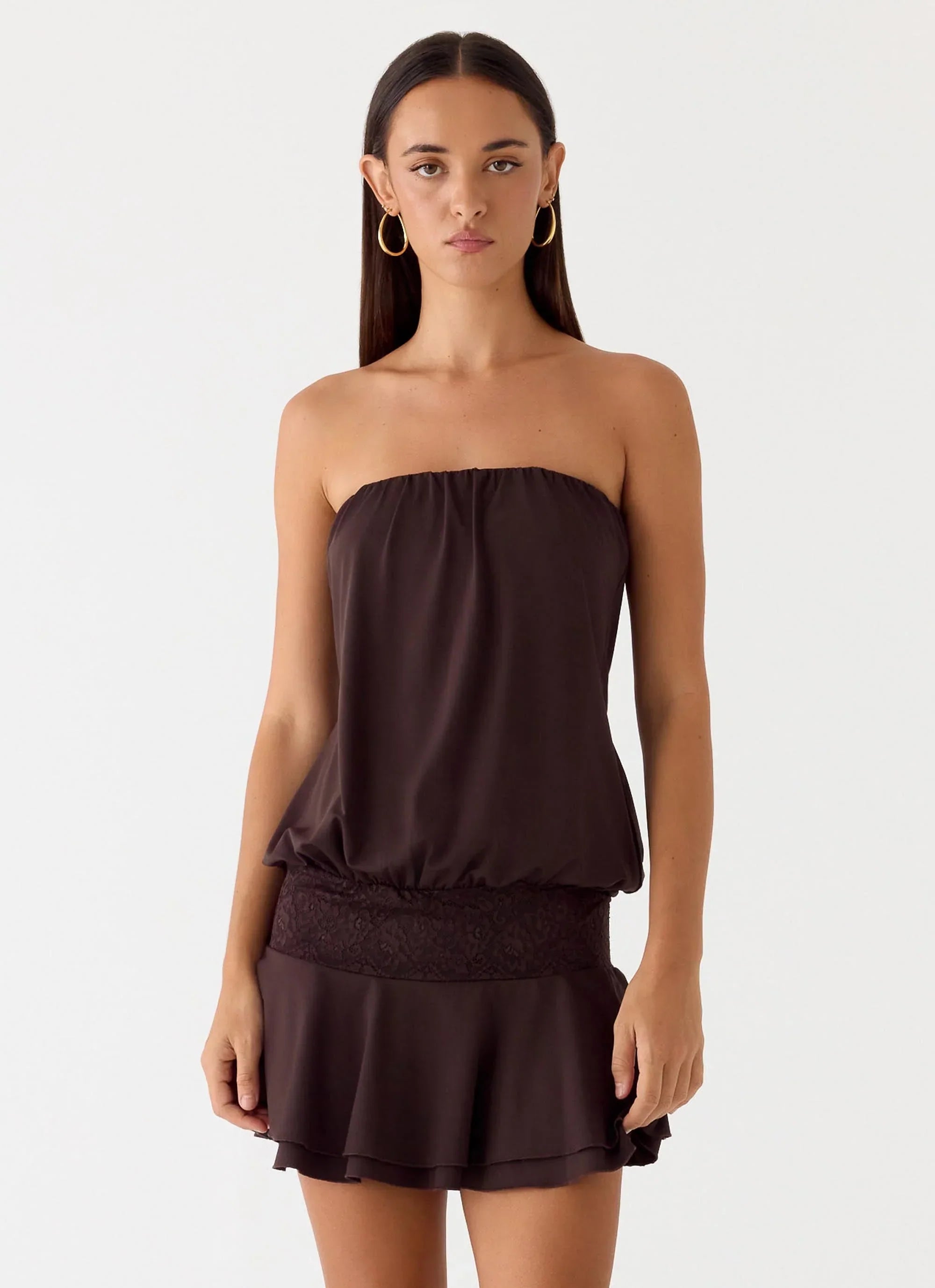Noreen Strapless Mini Dress Brown
