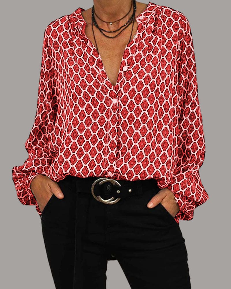 Addison Printed V Neck Top