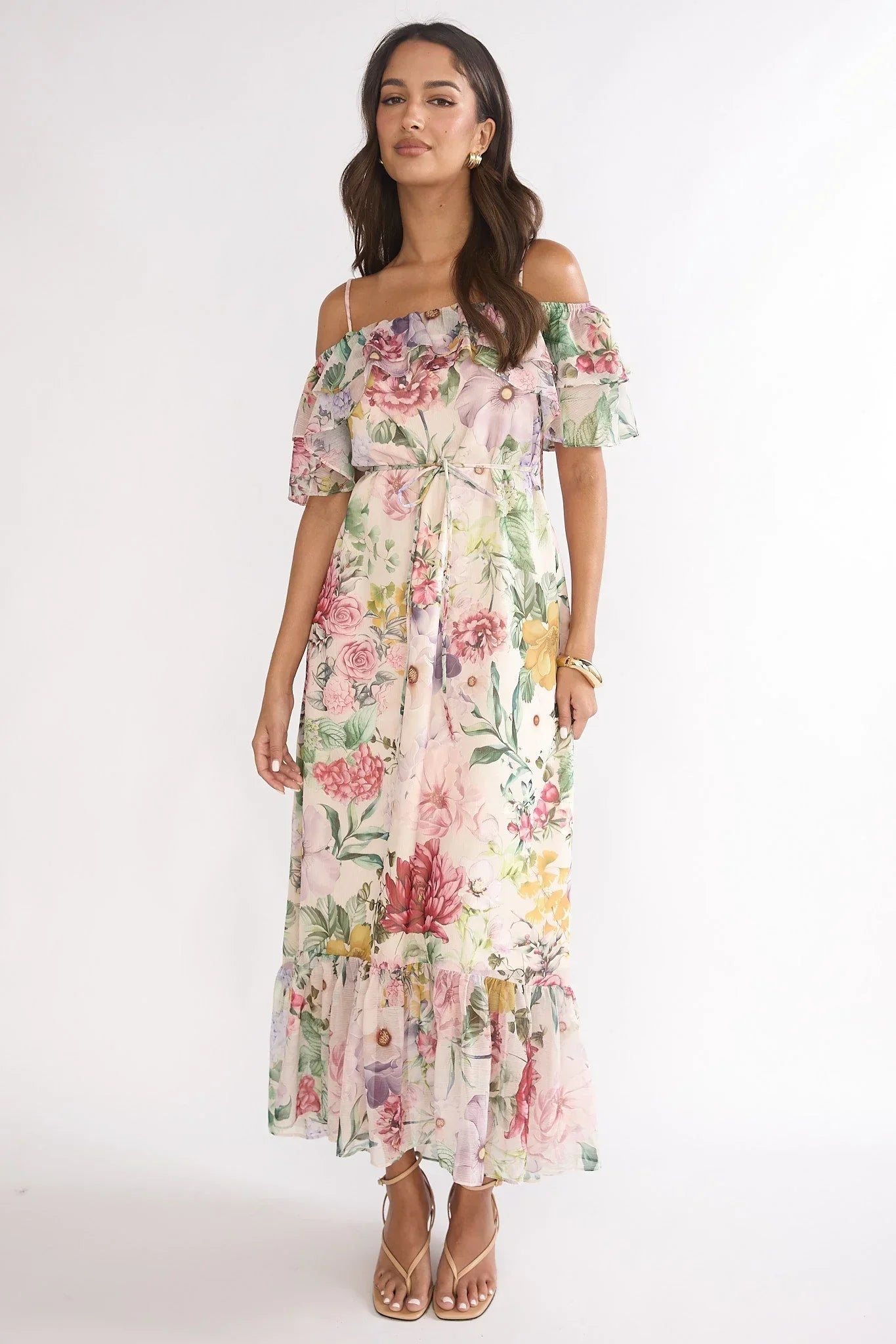 Ivelle Ruffle Maxi Dress Floral