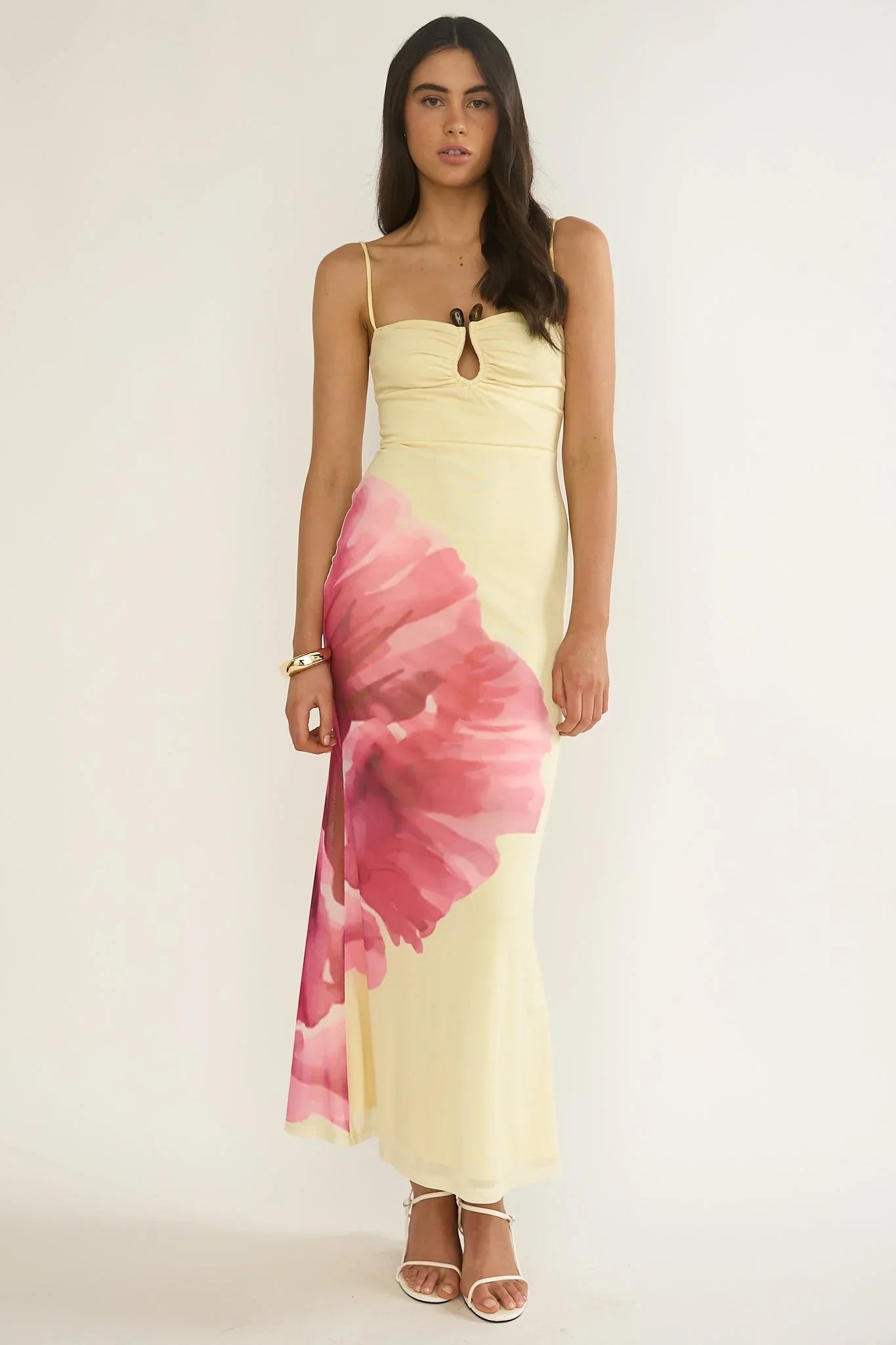 Moonlit Asymmetry Maxi Dress Floral