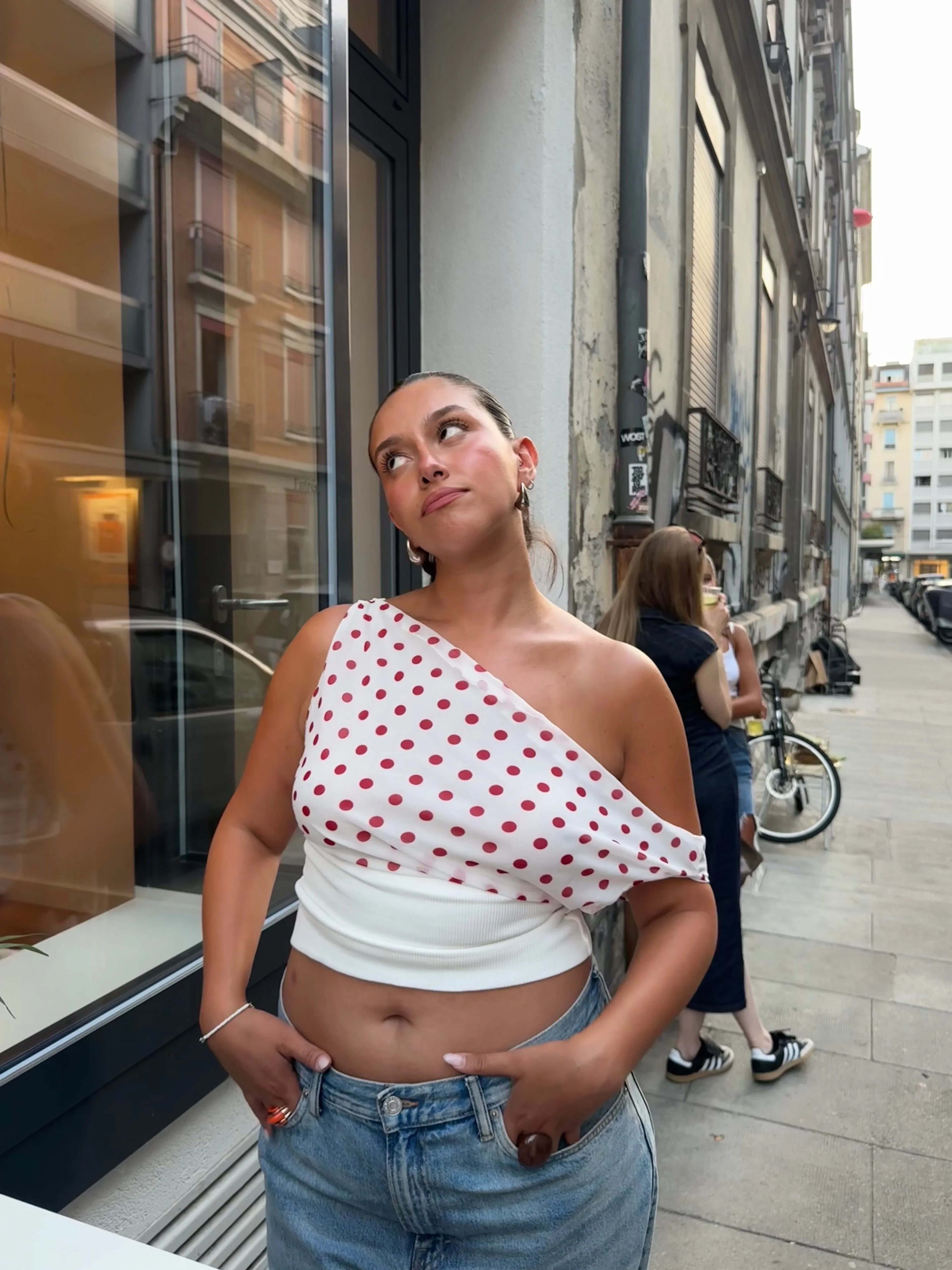 Sienna Draped Polka Dot Crop Top