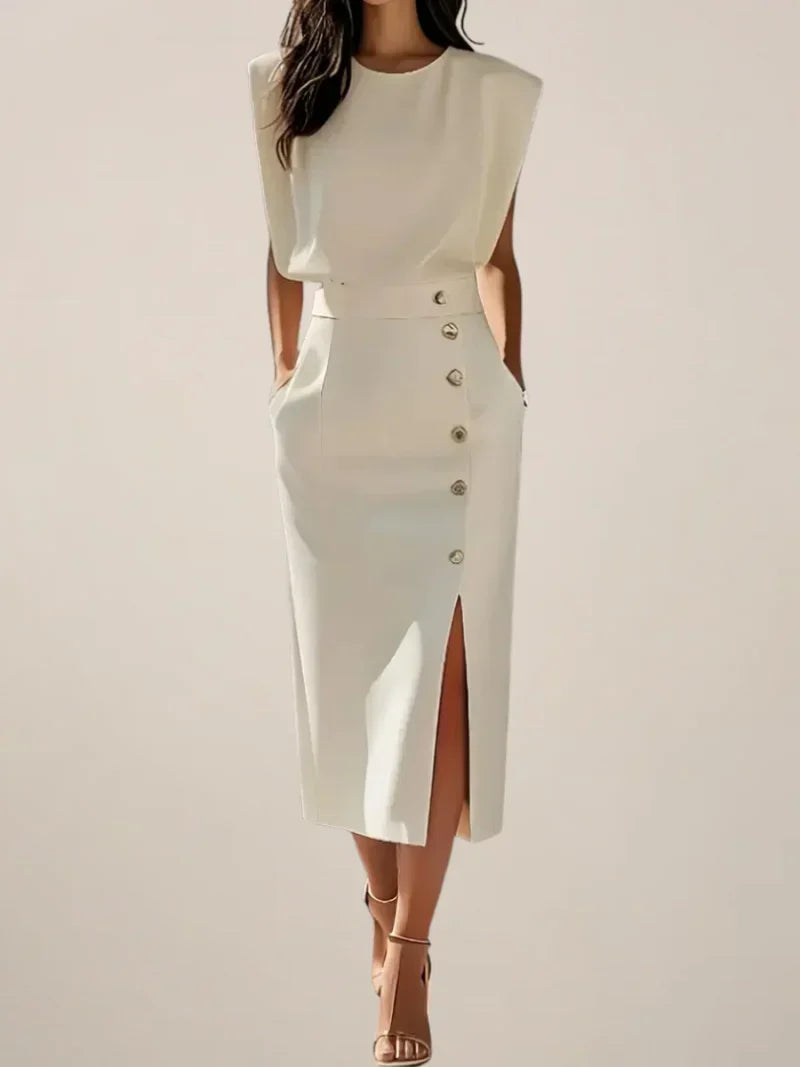 Lisandra Button Midi Dress