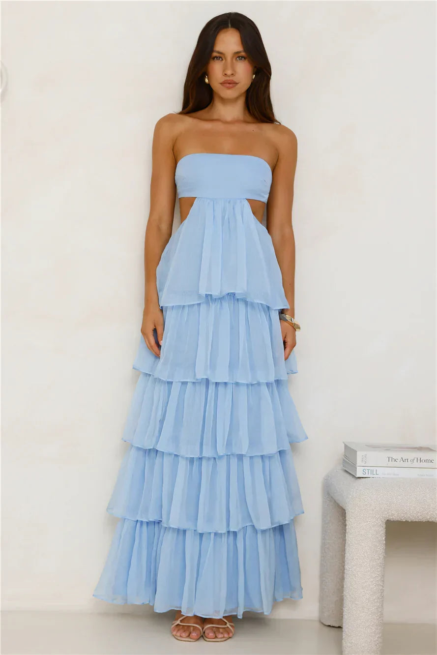 Hello Molly Luxe Mode Strapless Maxi Dress Blue