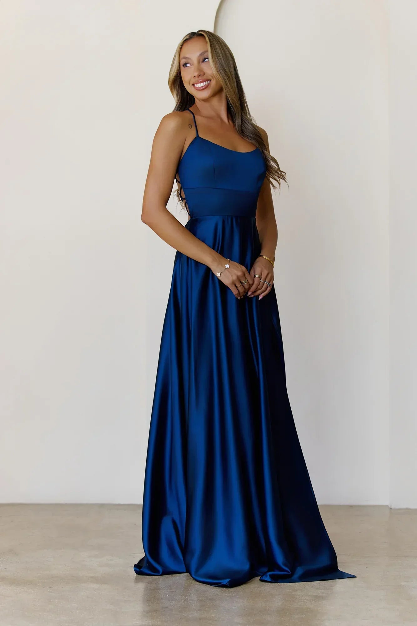 Soaked In Beauty Satin Maxi Dress Teal