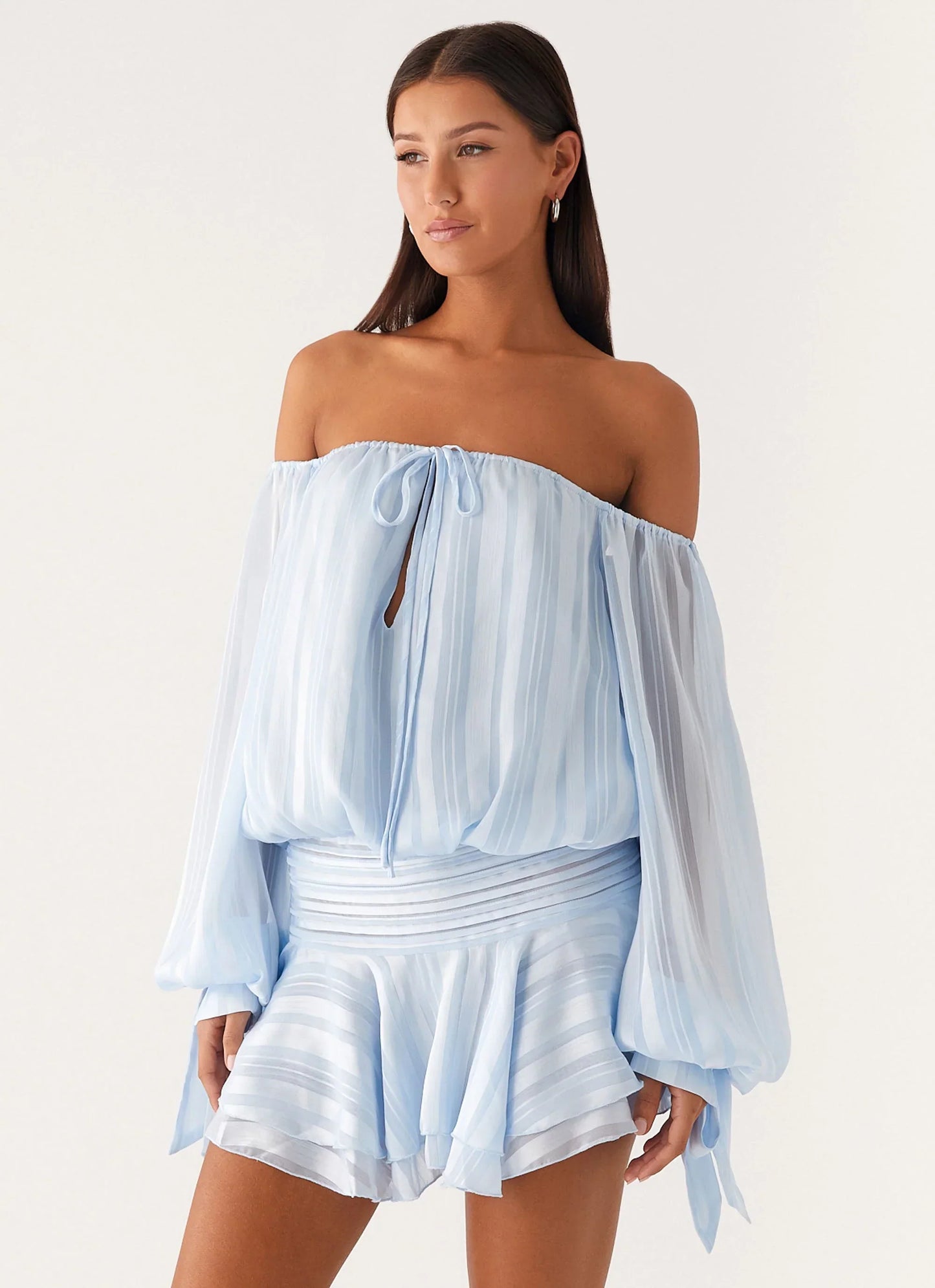 Eira Balloon Sleeve Mini Dress Blue