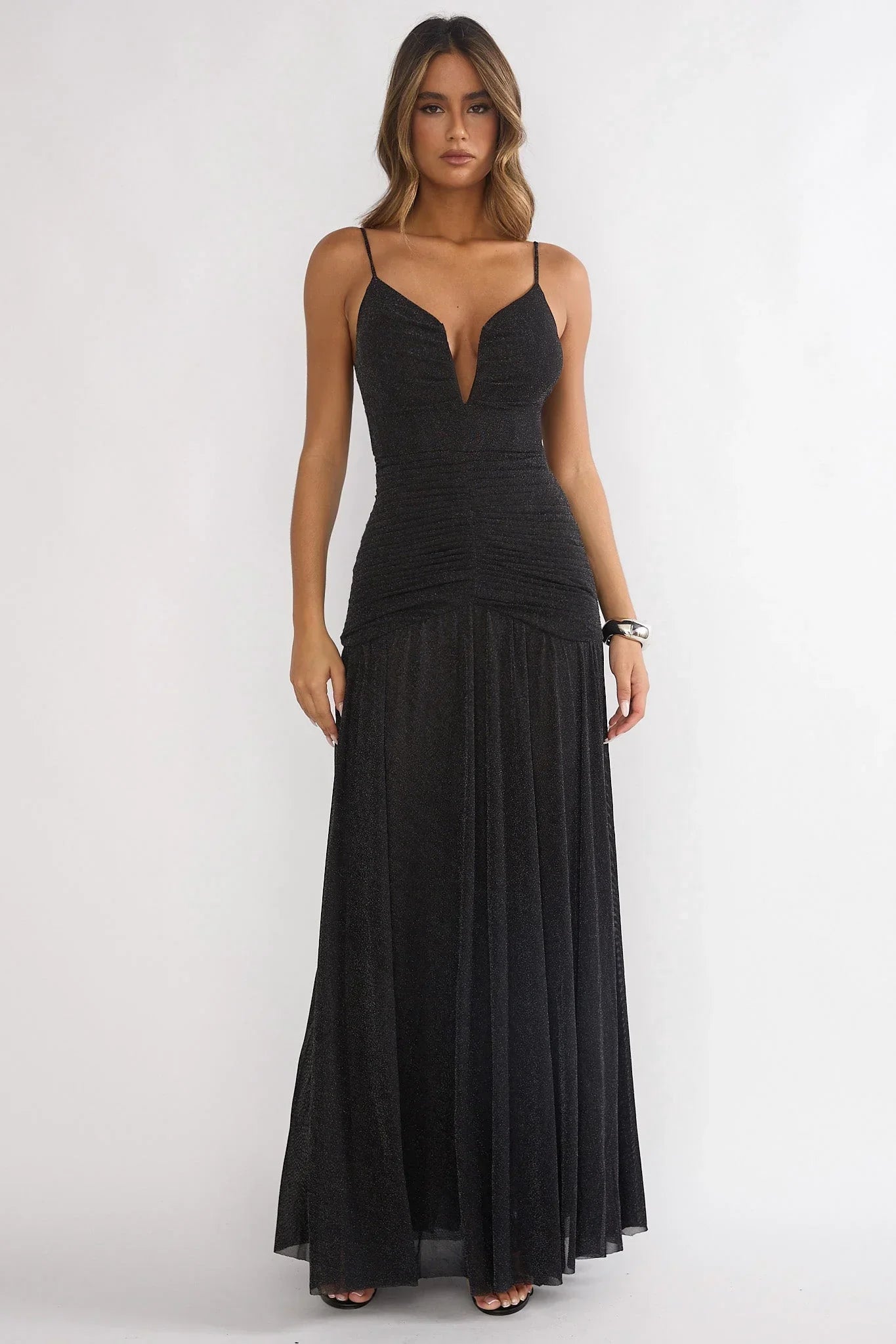 Orizel Pintuck Maxi Dress Black