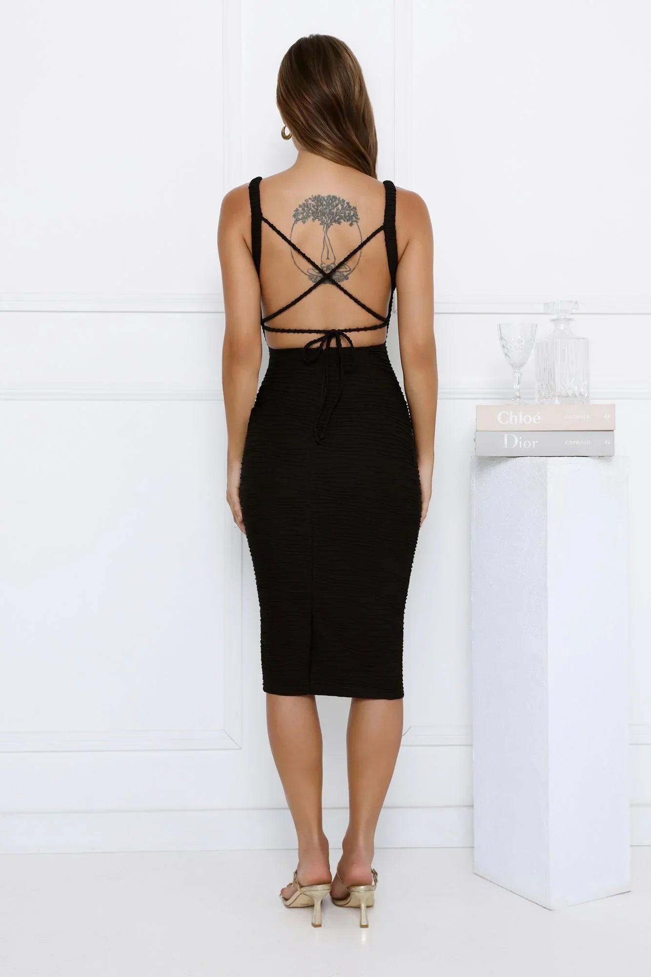 Noir Muse Midi Dress Black