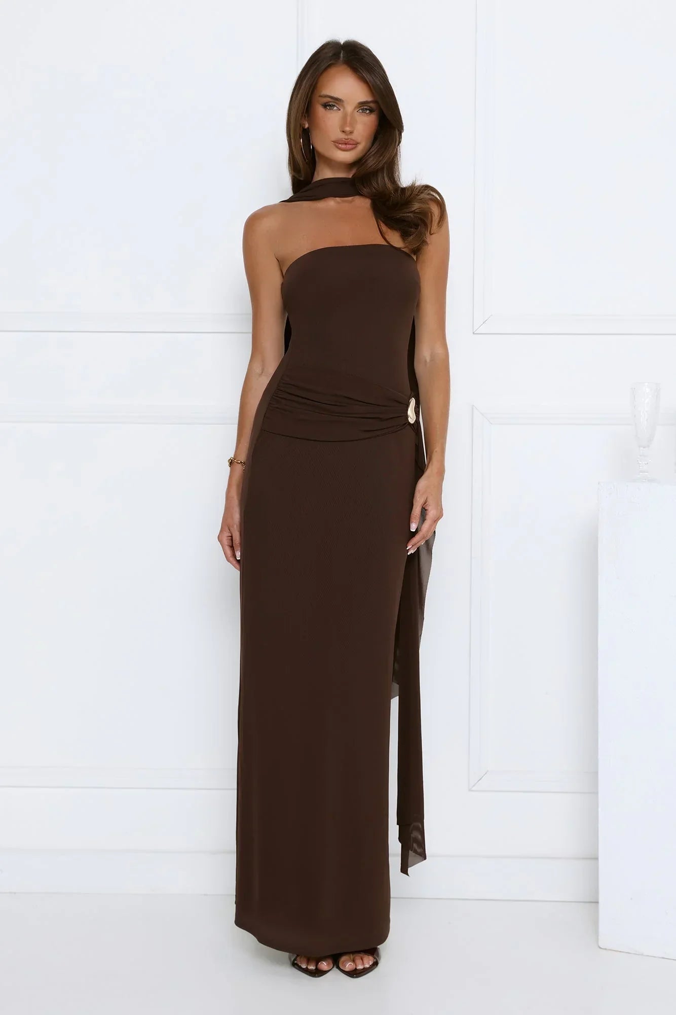 Luxe Strapless Maxi Dress Chocolate