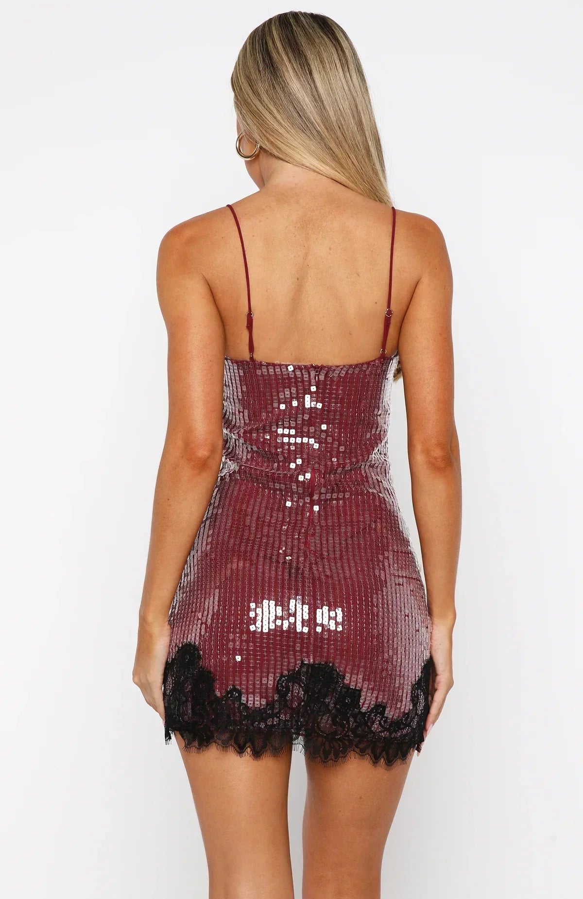 Taking It Easy Sequin Mini Dress Wine