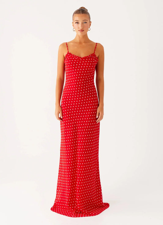 Pareo Maxi Dress - Red Polka Dot
