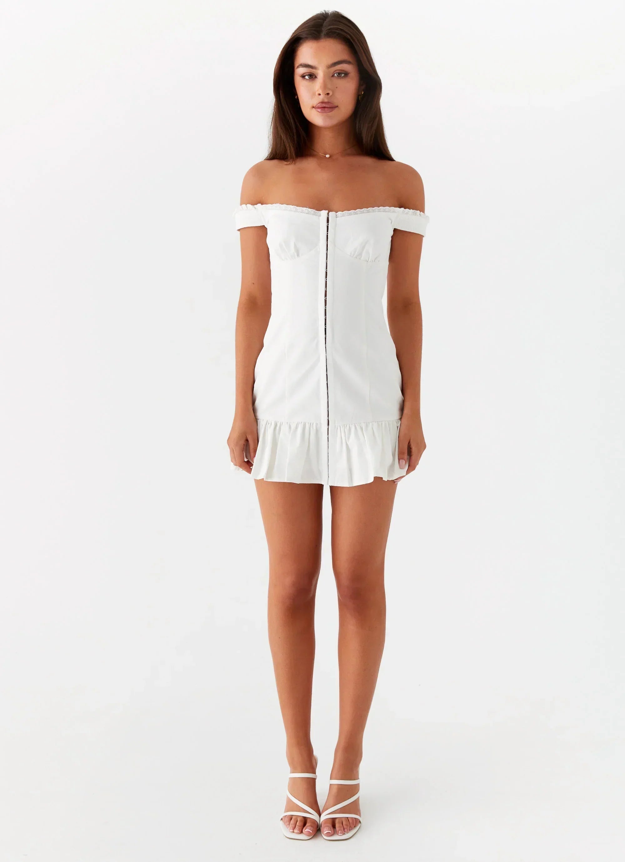 Odessa Frill Mini Dress - White