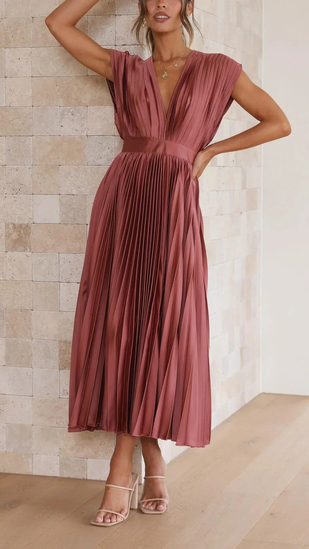 Rosalie Pleated Midi Dress
