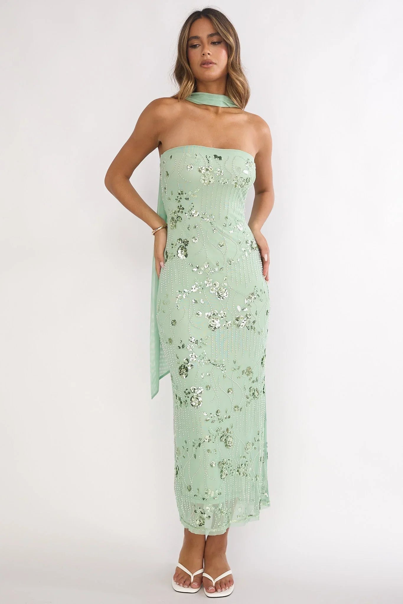 Jeremia Strapless Maxi Dress Mint