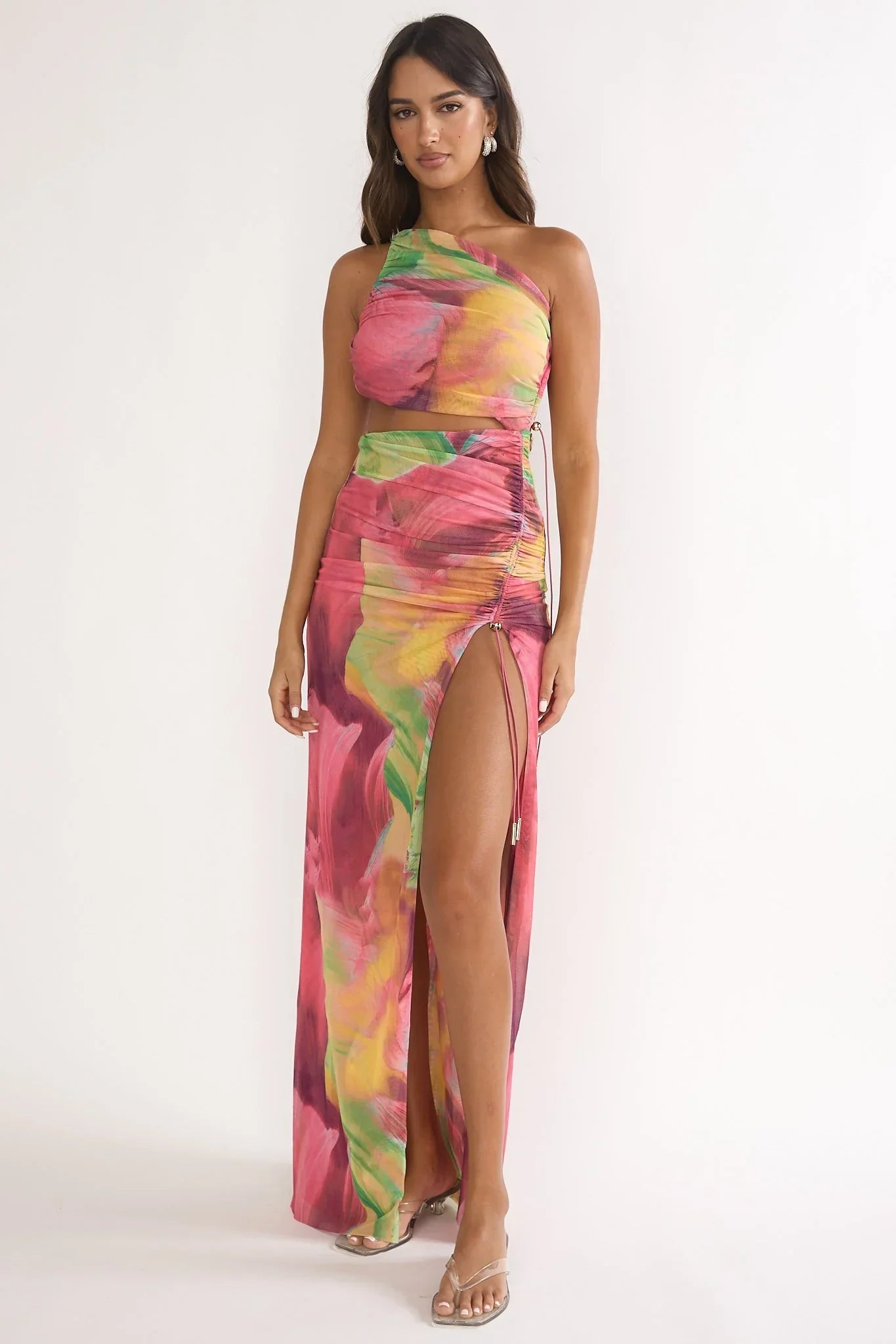 Marvella Cut Out Maxi Dress Red Multi