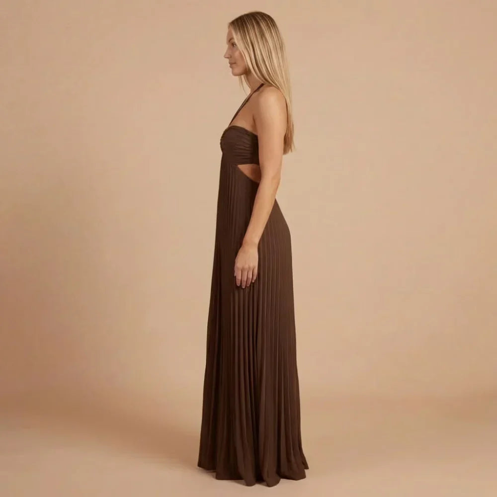 Riley Pleated Halter Maxi Dress