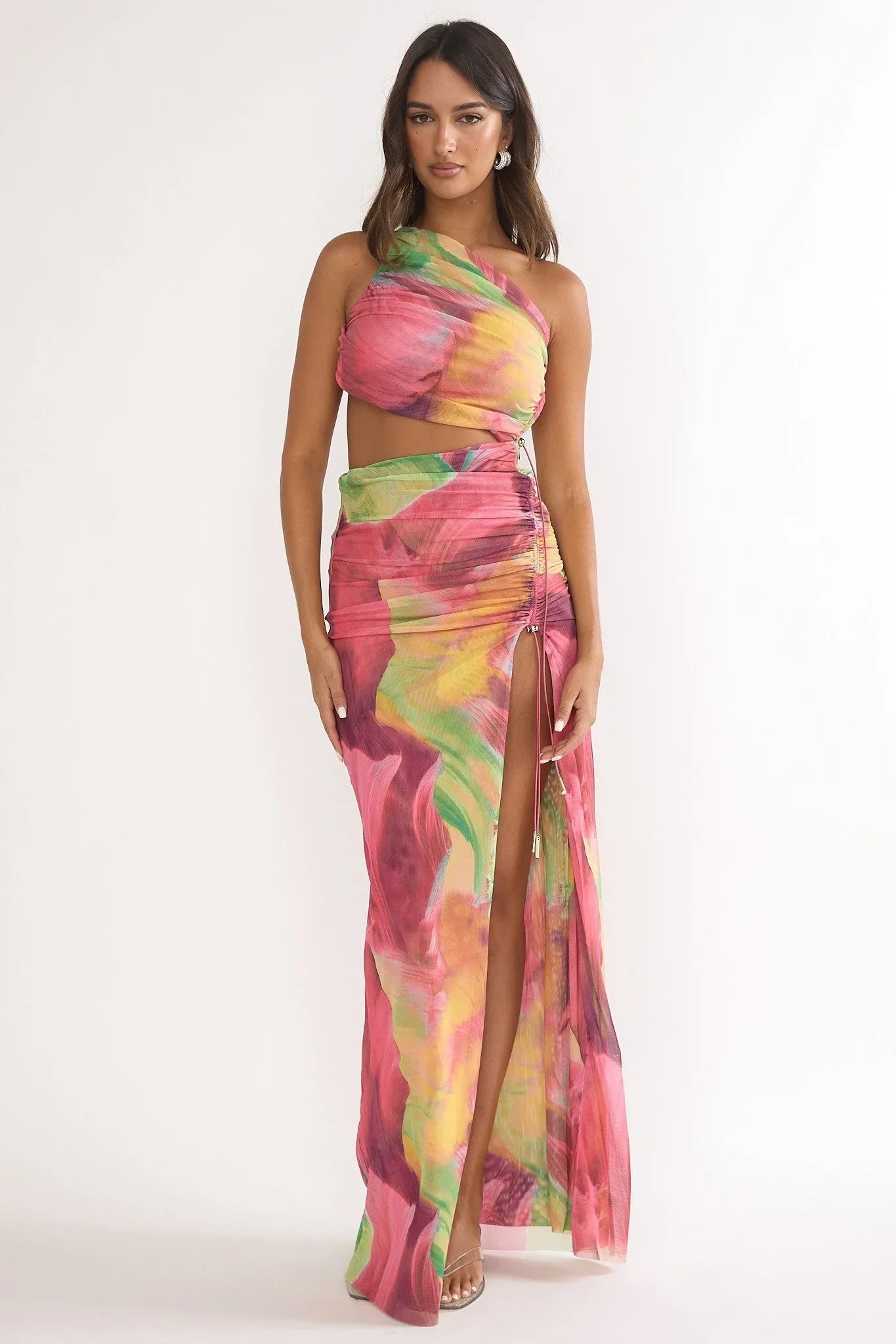 Marvella Cut Out Maxi Dress Red Multi