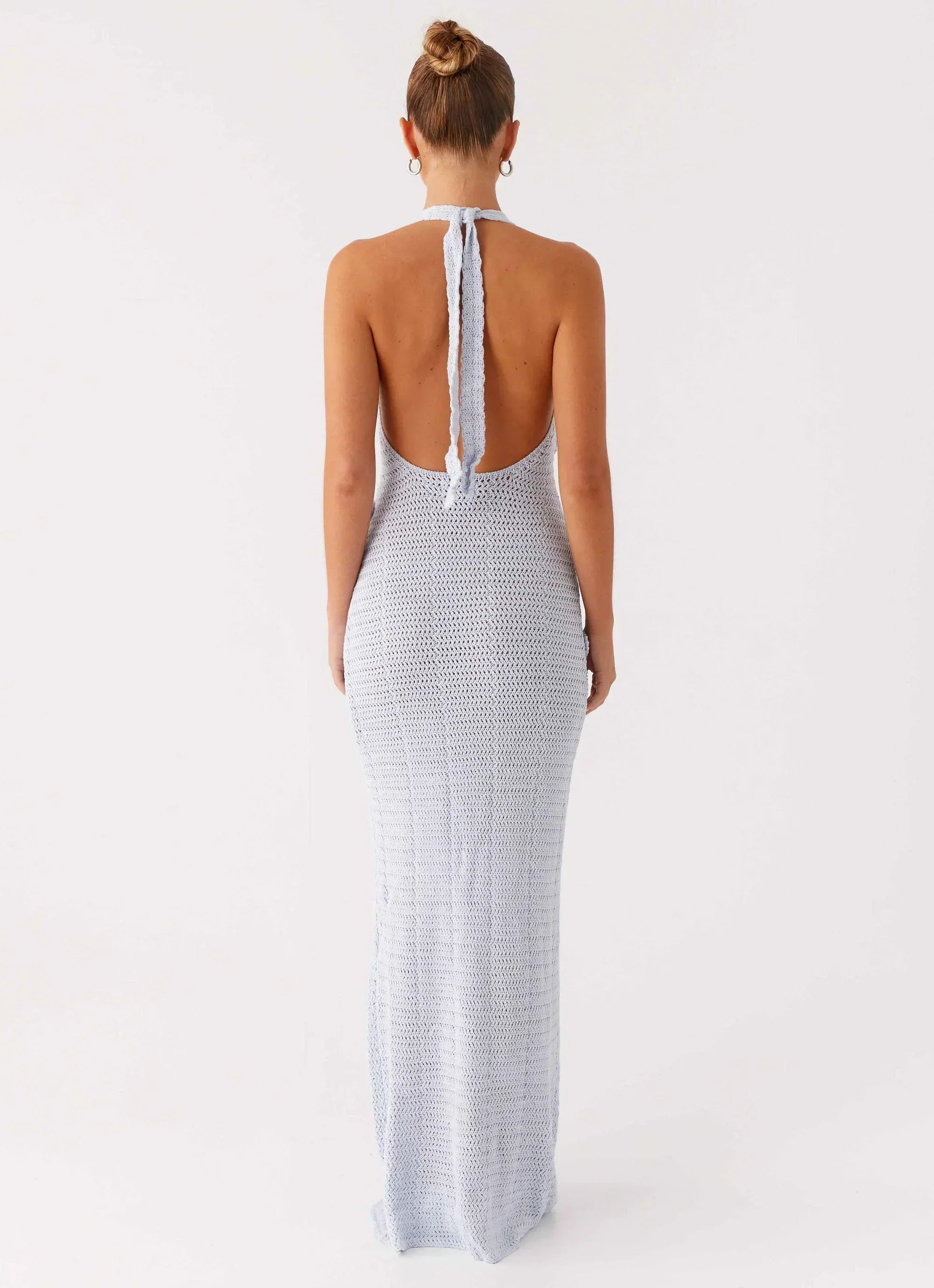 Novalee Flower Crochet Maxi Dress - Blue