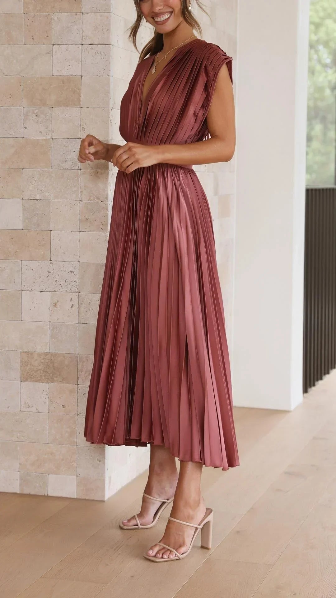 Rosalie Pleated Midi Dress