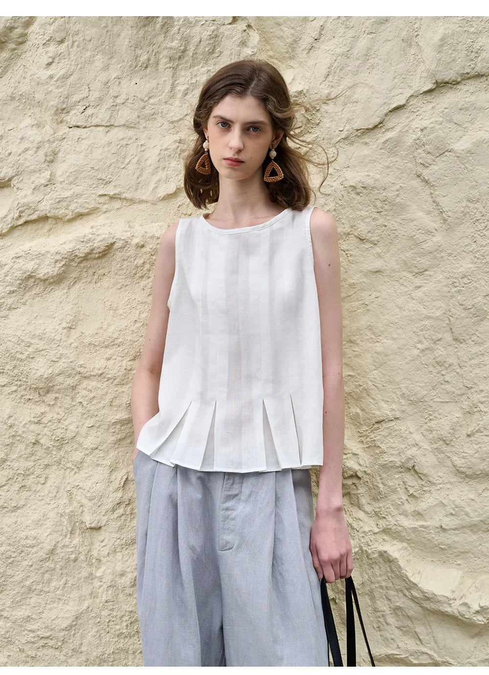 Duttini | Pleated Hem Linen Top